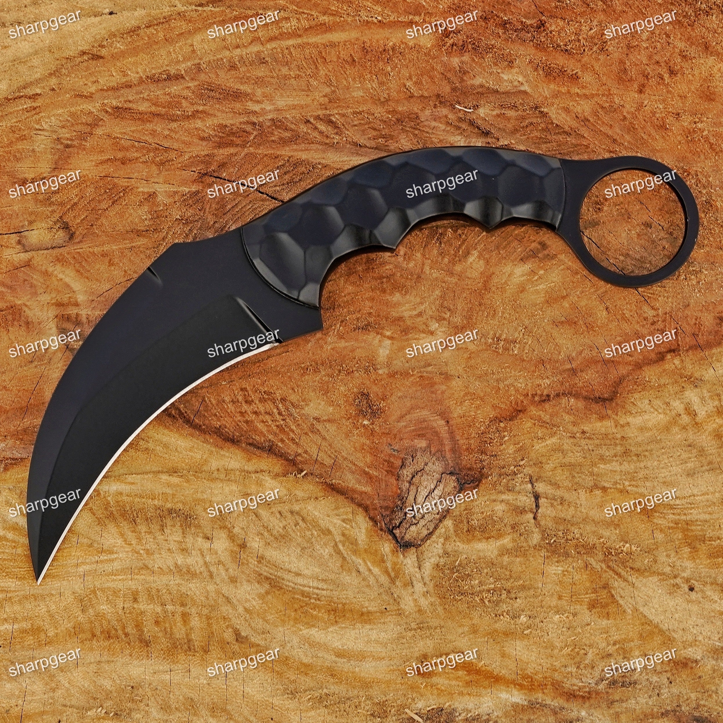 Handmade Tactical Karambit Knife with Leather Sheath -
